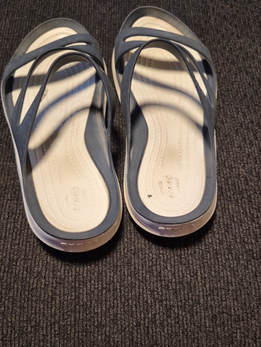 CROCS Women's Navy and Cream Strappy Sandals